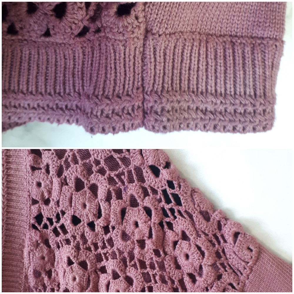 Karuba Crochet Front Top Long Sleeve Crop Cardigan - Picture 6 of 8
